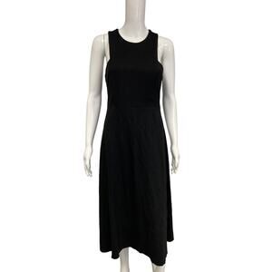 DOROTHEE SCHUMACHER Black Crossover Straps Sleeveless A-Line Midi Dress Size L
